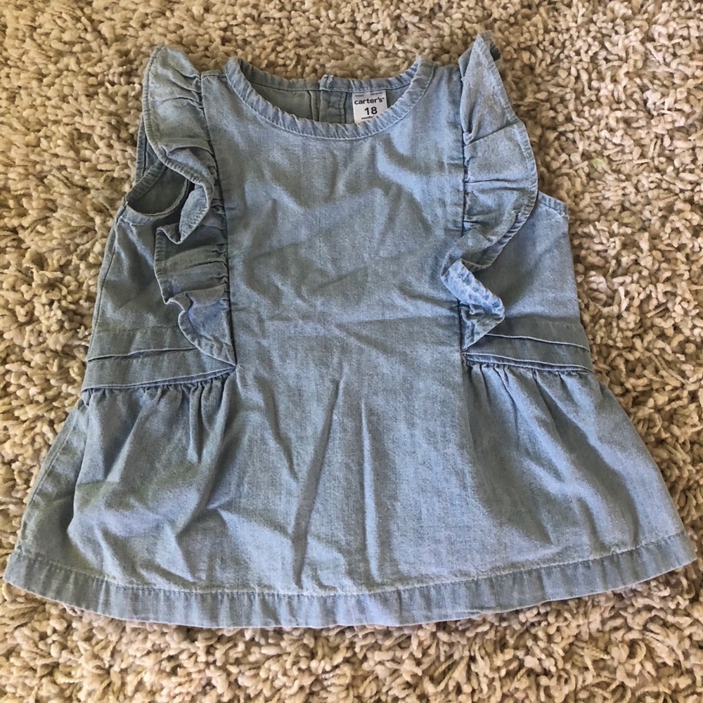 Chambray Denim Flutter Sleeve Tank 18 months